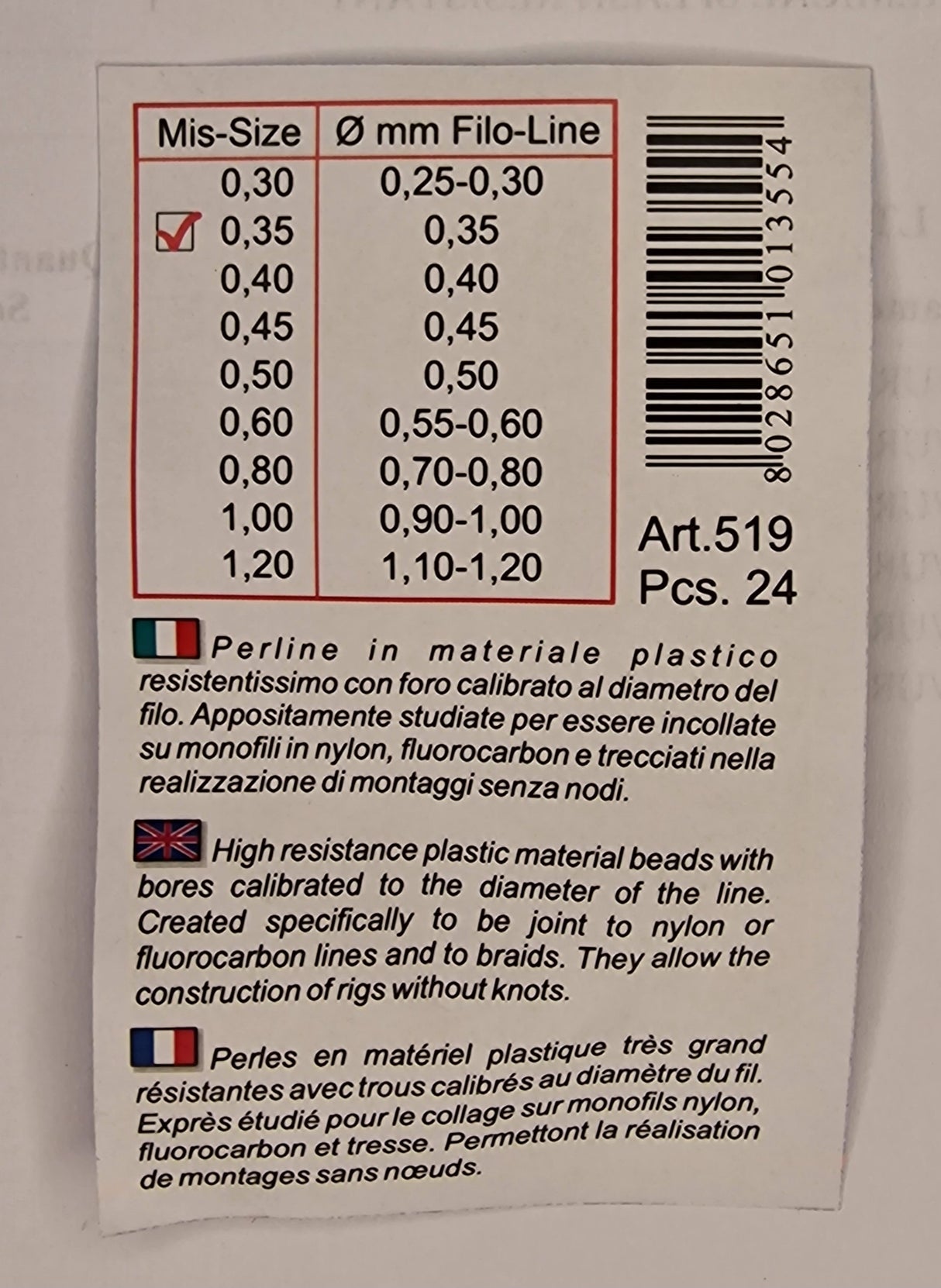 Stonfo glue on bore calibrated beads